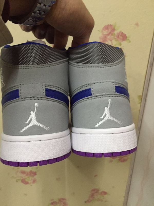 New Air Jordan 1 Grey Purple Blue Shoes For Sale